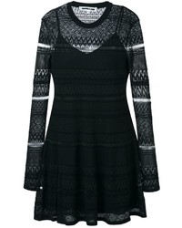 schwarzes Seidekleid mit geometrischem Muster von McQ by Alexander McQueen
