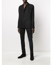 schwarzes Seidelangarmhemd von Saint Laurent