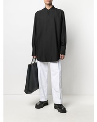 schwarzes Seidelangarmhemd von Jil Sander