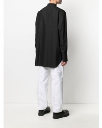 schwarzes Seidelangarmhemd von Jil Sander