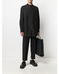 schwarzes Seidelangarmhemd von Jil Sander