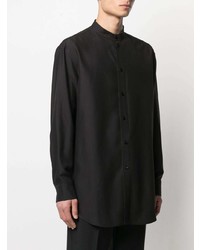 schwarzes Seidelangarmhemd von Jil Sander