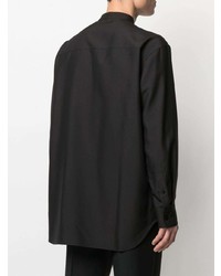 schwarzes Seidelangarmhemd von Jil Sander