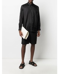 schwarzes Seidelangarmhemd von Comme Des Garcons SHIRT