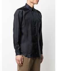 schwarzes Seidelangarmhemd von Comme Des Garcons SHIRT