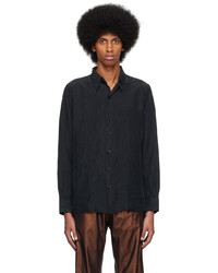 schwarzes Seidelangarmhemd von Gabriela Coll Garments