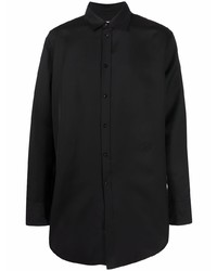 schwarzes Seidelangarmhemd von Jil Sander