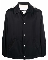 schwarzes Seidelangarmhemd von Jil Sander