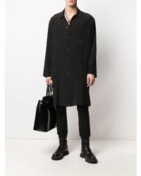 schwarzes Seidelangarmhemd von Yohji Yamamoto