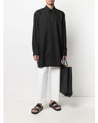 schwarzes Seidelangarmhemd von Jil Sander