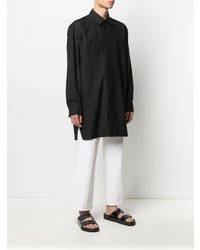 schwarzes Seidelangarmhemd von Jil Sander