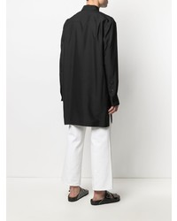 schwarzes Seidelangarmhemd von Jil Sander