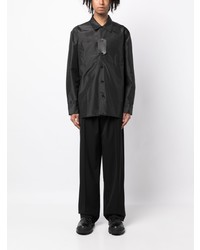 schwarzes Seidelangarmhemd von Jil Sander