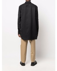 schwarzes Seidelangarmhemd von Jil Sander