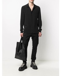 schwarzes Seidelangarmhemd von Rick Owens