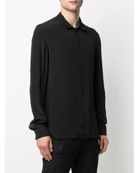 schwarzes Seidelangarmhemd von Rick Owens