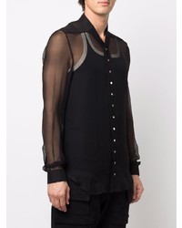 schwarzes Seidelangarmhemd von Rick Owens