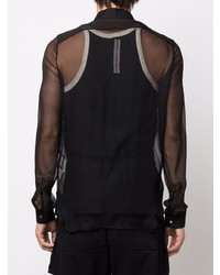 schwarzes Seidelangarmhemd von Rick Owens