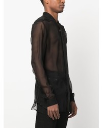 schwarzes Seidelangarmhemd von Rick Owens