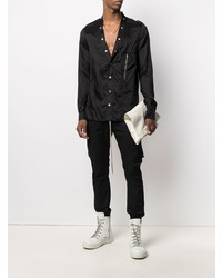 schwarzes Seidelangarmhemd von Rick Owens