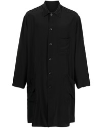 schwarzes Seidelangarmhemd von Yohji Yamamoto