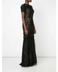 schwarzes Spitze Ballkleid von Carolina Herrera