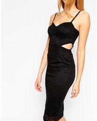 schwarzes figurbetontes Kleid aus Spitze von Asos