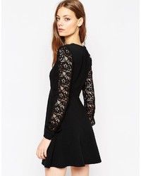 schwarzes Spitze Skaterkleid von Asos