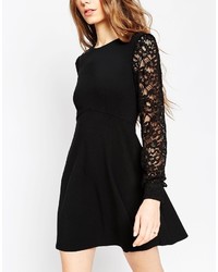 schwarzes Spitze Skaterkleid von Asos