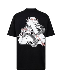 schwarzes Spitze T-Shirt mit einem Rundhalsausschnitt von Palace