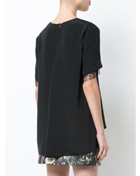 schwarzes Spitze T-Shirt mit einem Rundhalsausschnitt von Adam Lippes