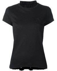 schwarzes Spitze T-shirt mit geometrischem Muster von Sacai