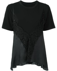 schwarzes Spitze T-shirt von Maison Margiela