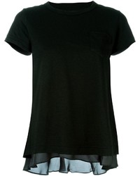 schwarzes Spitze T-shirt von Sacai