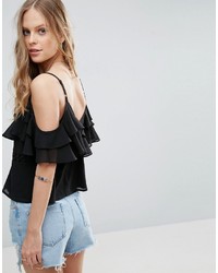 schwarzes Spitze Trägershirt von Asos