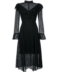 schwarzes Spitzekleid mit Rüschen von Temperley London