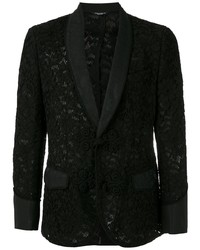 schwarzes Spitzesakko mit Blumenmuster von Dolce & Gabbana