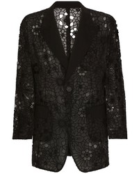 schwarzes Spitzesakko mit Blumenmuster von Dolce & Gabbana