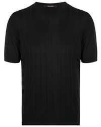 schwarzes Strick Seide T-Shirt mit einem Rundhalsausschnitt von Tagliatore