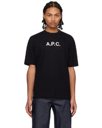 schwarzes Strick T-Shirt mit einem Rundhalsausschnitt aus Netzstoff von A.P.C.