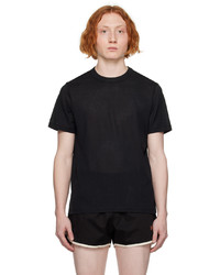schwarzes Strick T-Shirt mit einem Rundhalsausschnitt aus Netzstoff von Haulier