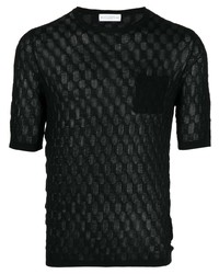 schwarzes Strick T-Shirt mit einem Rundhalsausschnitt von Ballantyne