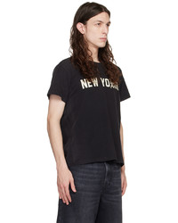 schwarzes Strick T-Shirt mit einem Rundhalsausschnitt von R13