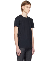 schwarzes Strick T-Shirt mit einem Rundhalsausschnitt von Naked & Famous Denim