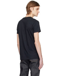 schwarzes Strick T-Shirt mit einem Rundhalsausschnitt von Naked & Famous Denim