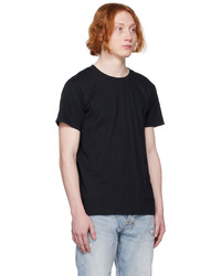 schwarzes Strick T-Shirt mit einem Rundhalsausschnitt von Naked & Famous Denim