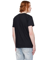 schwarzes Strick T-Shirt mit einem Rundhalsausschnitt von Naked & Famous Denim