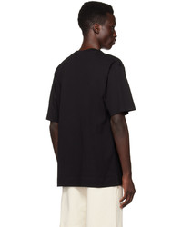 schwarzes Strick T-Shirt mit einem Rundhalsausschnitt von Dries Van Noten