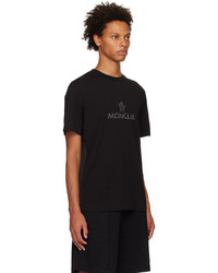 schwarzes Strick T-Shirt mit einem Rundhalsausschnitt von Moncler