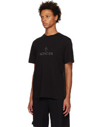 schwarzes Strick T-Shirt mit einem Rundhalsausschnitt von Moncler